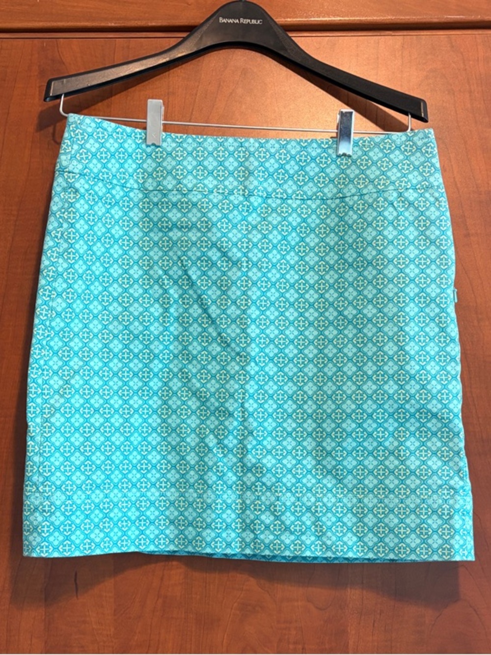 Talbots Turquoise Patterned Mini Skirt